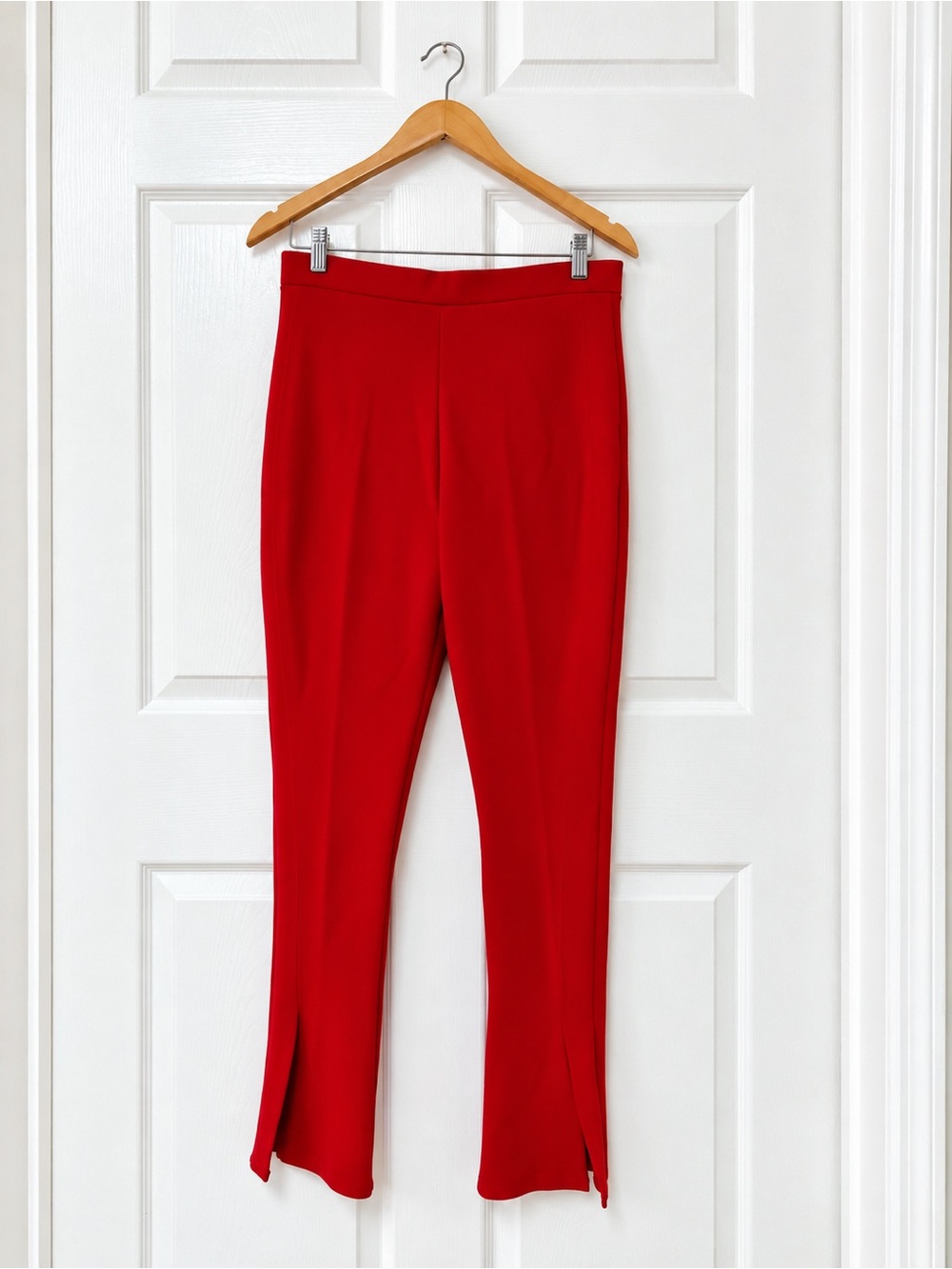 Zara Red Split Hem Pull-On Pants Size L